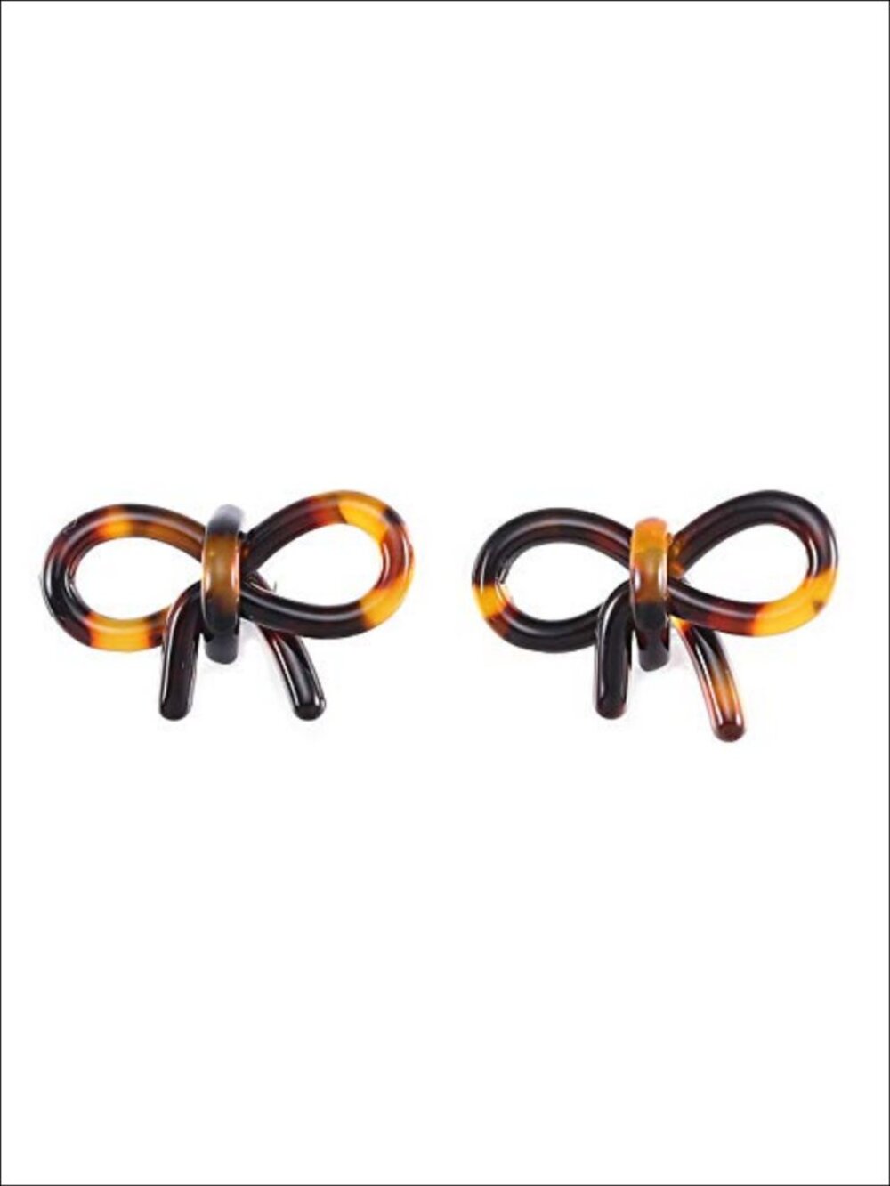 Tortoise Shell Ribbon Bow Stud Earrings Acrylic Lightweight